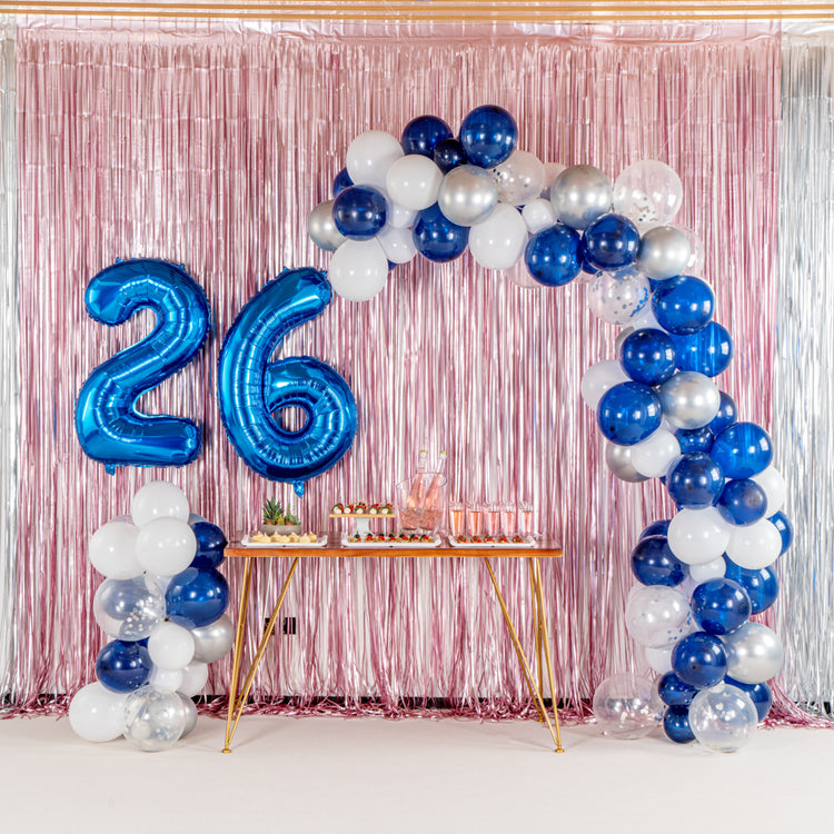 Balloonify Blue, White and Silver Balloon Arch / Garland Kit - 142 Pieces -  1 count box