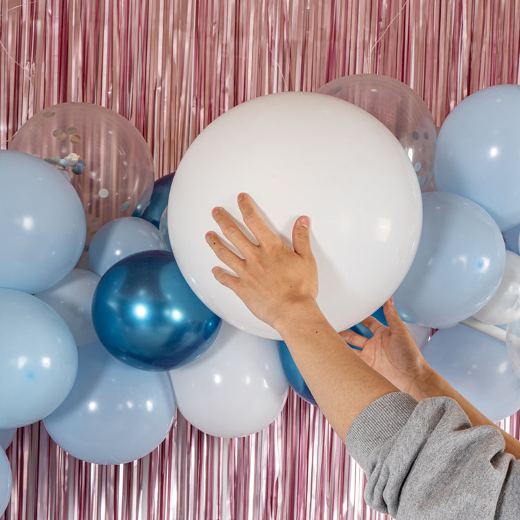 Balloonify Blue, White and Silver Balloon Arch / Garland Kit - 142 Pieces -  1 count box