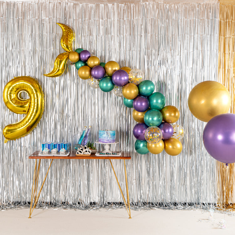 12 ft Decoration Metal Table Balloon Arch Kit with Table Clip 100 Balloons  LED String Light Balloon Garland Kit for Baby Shower Birthday Party(Gold)