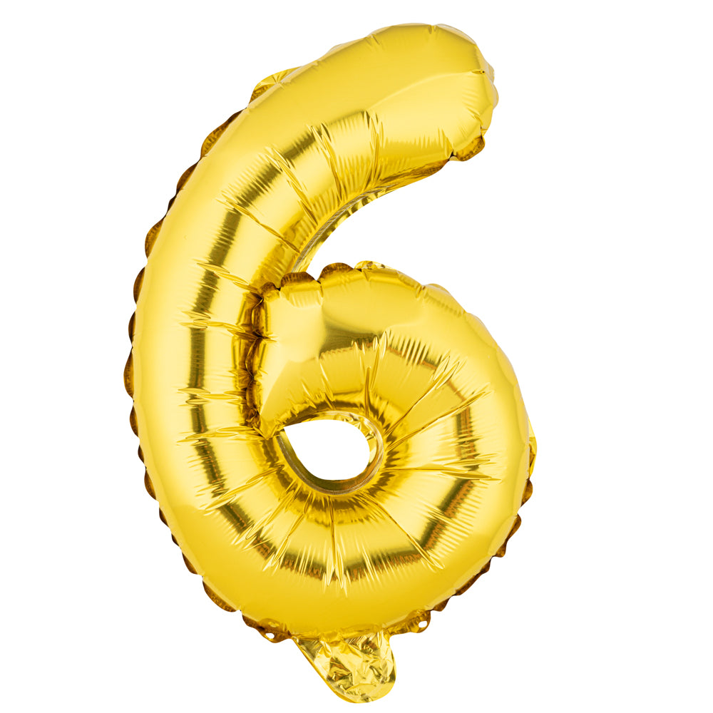 Balloonify Gold Mylar Number 6 Balloon - 16" - 1 count box