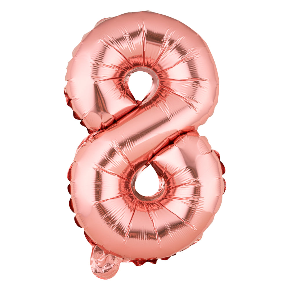 Balloonify Rose Gold Mylar Number 8 Balloon - 16" - 1 count box