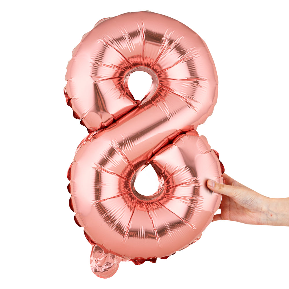 Balloonify Rose Gold Mylar Number 8 Balloon - 16" - 1 count box