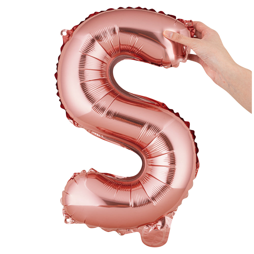 Balloonify Rose Gold Mylar Letter S Balloon - 16" - 1 count box