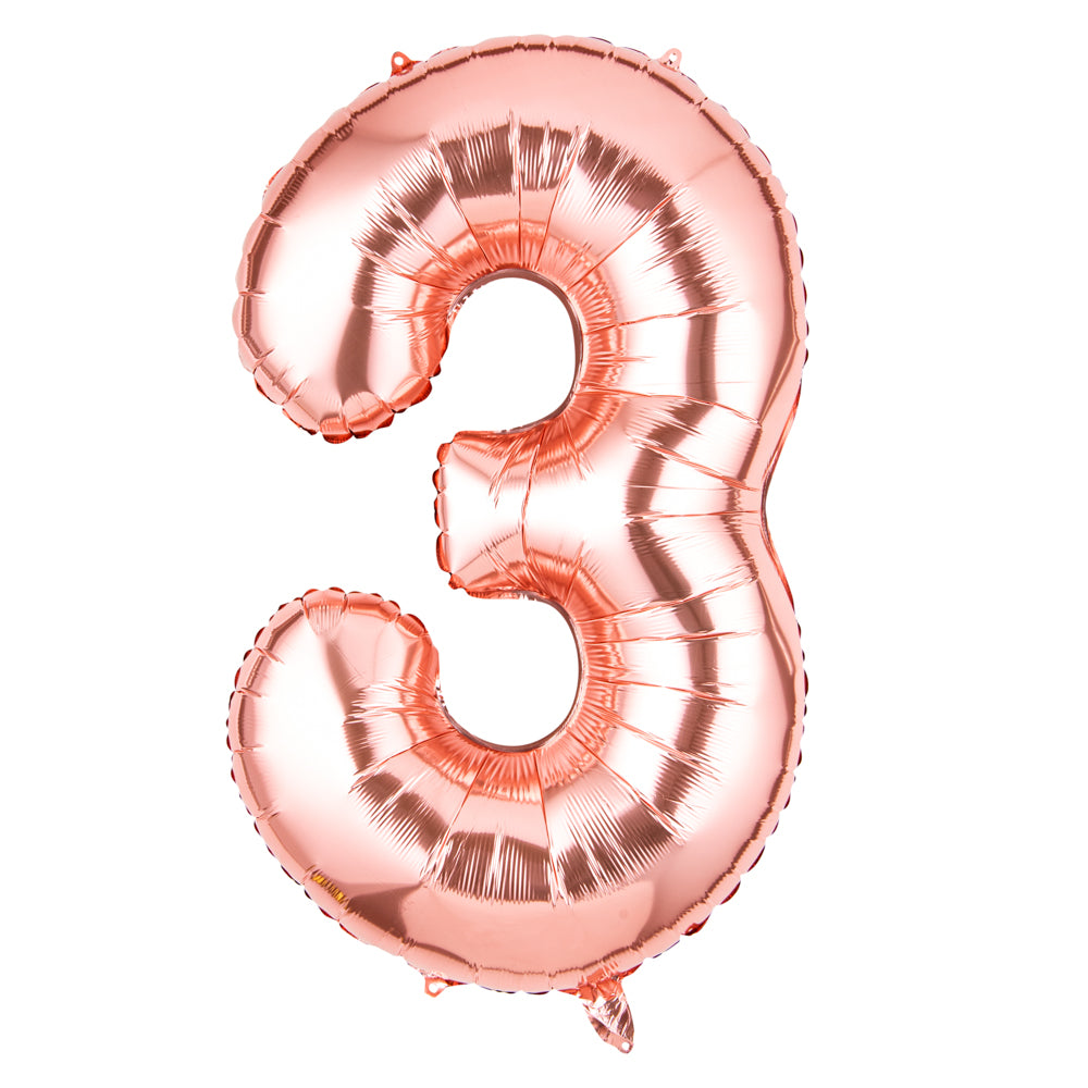 Balloonify Rose Gold Mylar Number 3 Balloon - 40" - 1 count box