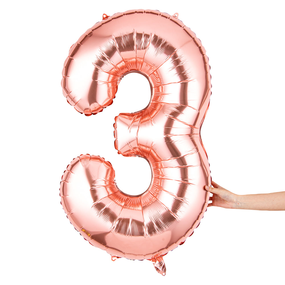 Balloonify Rose Gold Mylar Number 3 Balloon - 40" - 1 count box