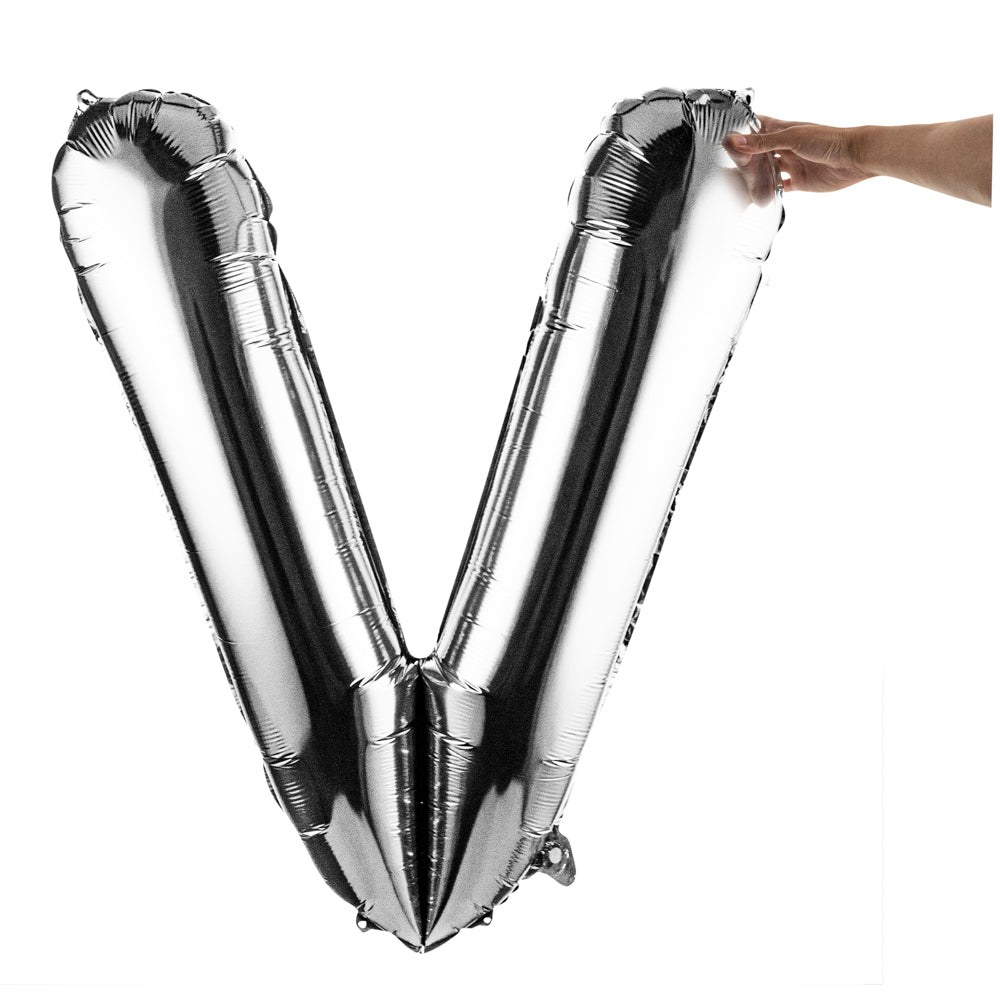 Balloonify Silver Mylar Letter V Balloon - 40" - 1 count box