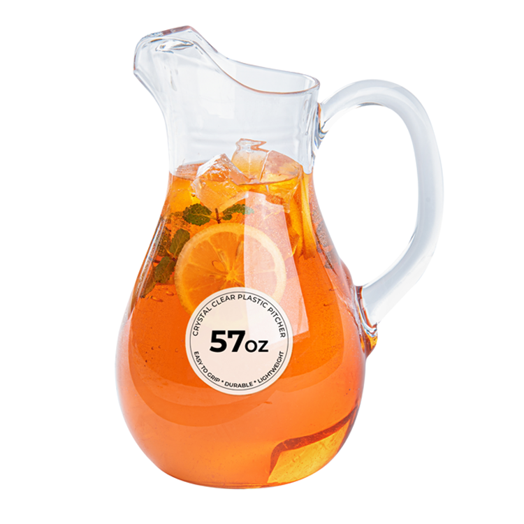 Bev Tek 57 oz Clear Polycarbonate Water Pitcher - 7" x 3 1/2" x 9 1/2" - 6 count box