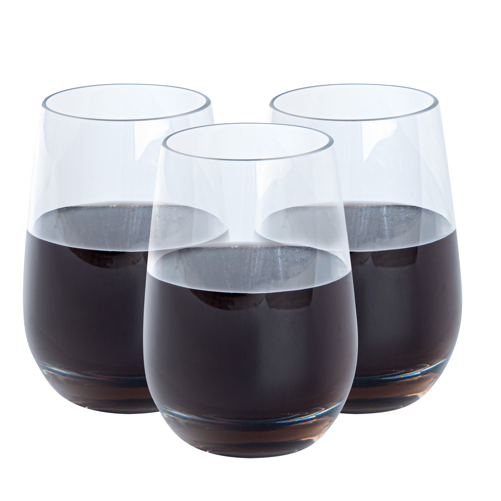 Bev Tek 17 oz Polycarbonate Stemless Wine Glass - 3 1/2" x 3 1/2" x 5" - 6 count box