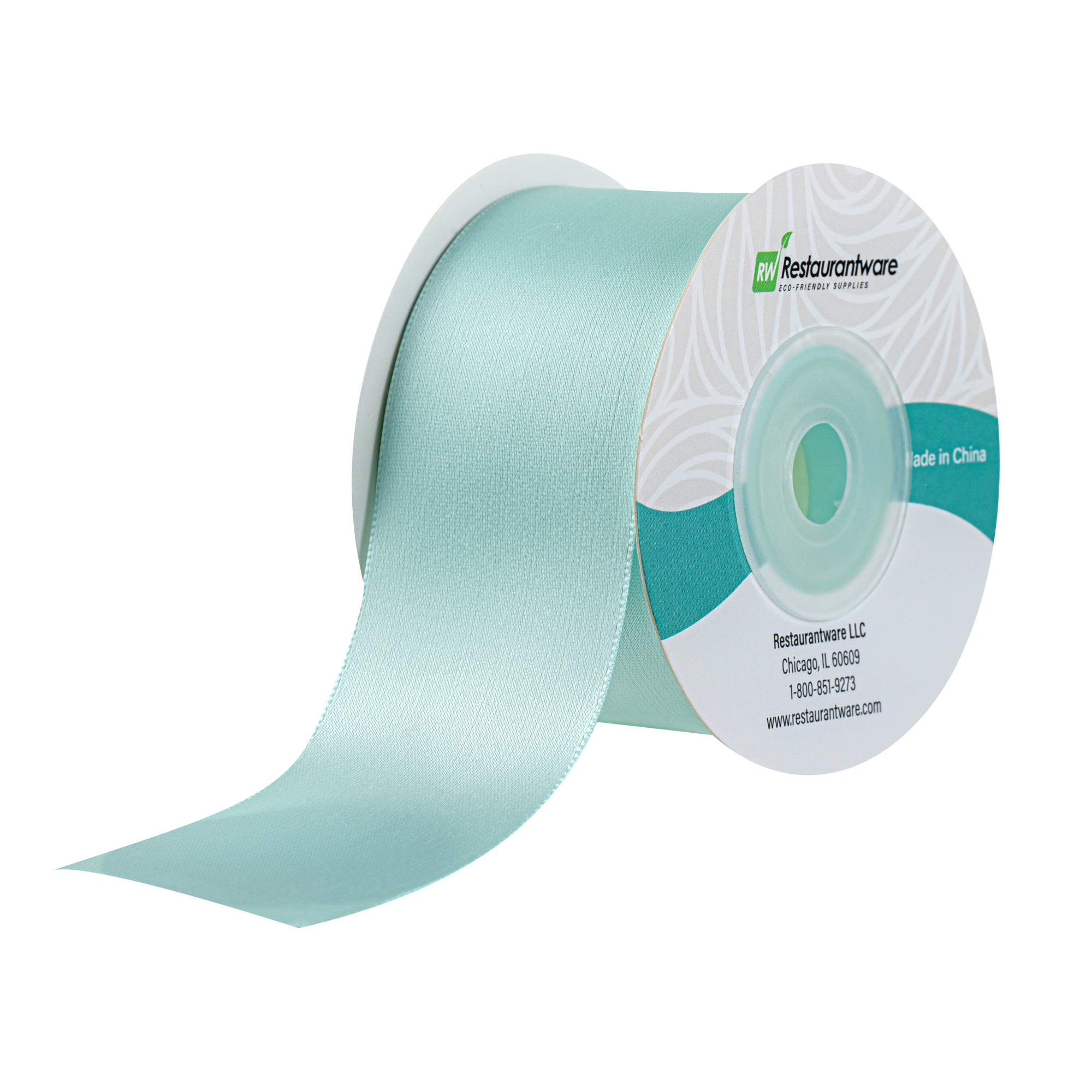 Gift Tek Aqua Blue Polyester Satin Ribbon - Single Face - 1 1/2" x 10 yds - 1 count box