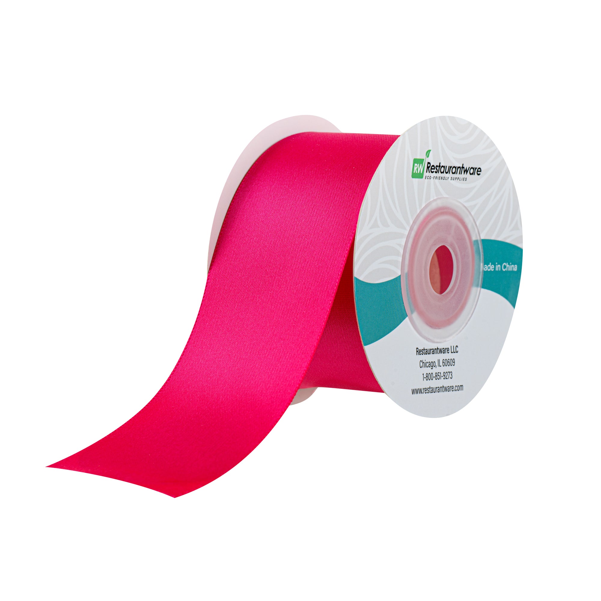 Gift Tek Shocking Pink Polyester Satin Ribbon - Single Face - 1 1/2" x 10 yds - 1 count box