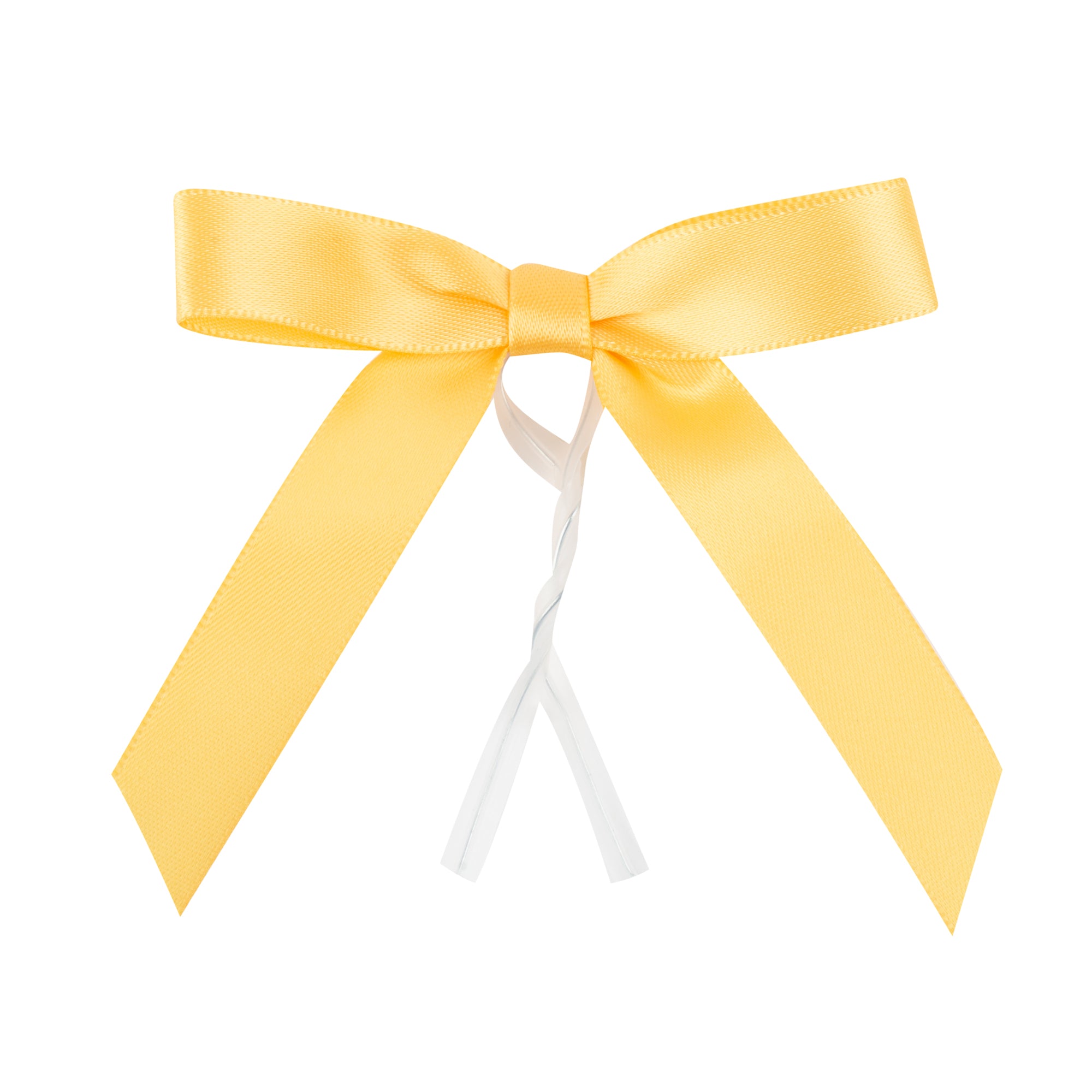 Gift Tek Gold Polyester Satin Twist Tie Bow - Pre-Tied - 3" x 2 1/2" - 100 count box