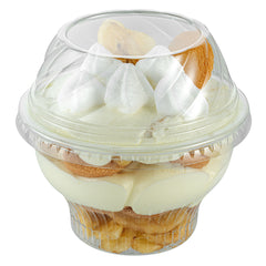 RW Base Round Clear Plastic Low Dome Lid - Fits Plastic Dessert Cup - 3 3/4