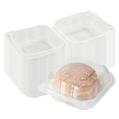 RW Base 13 oz Square Clear Plastic Clamshell Container - Anti-Fog, Microwavable - 5 1/2