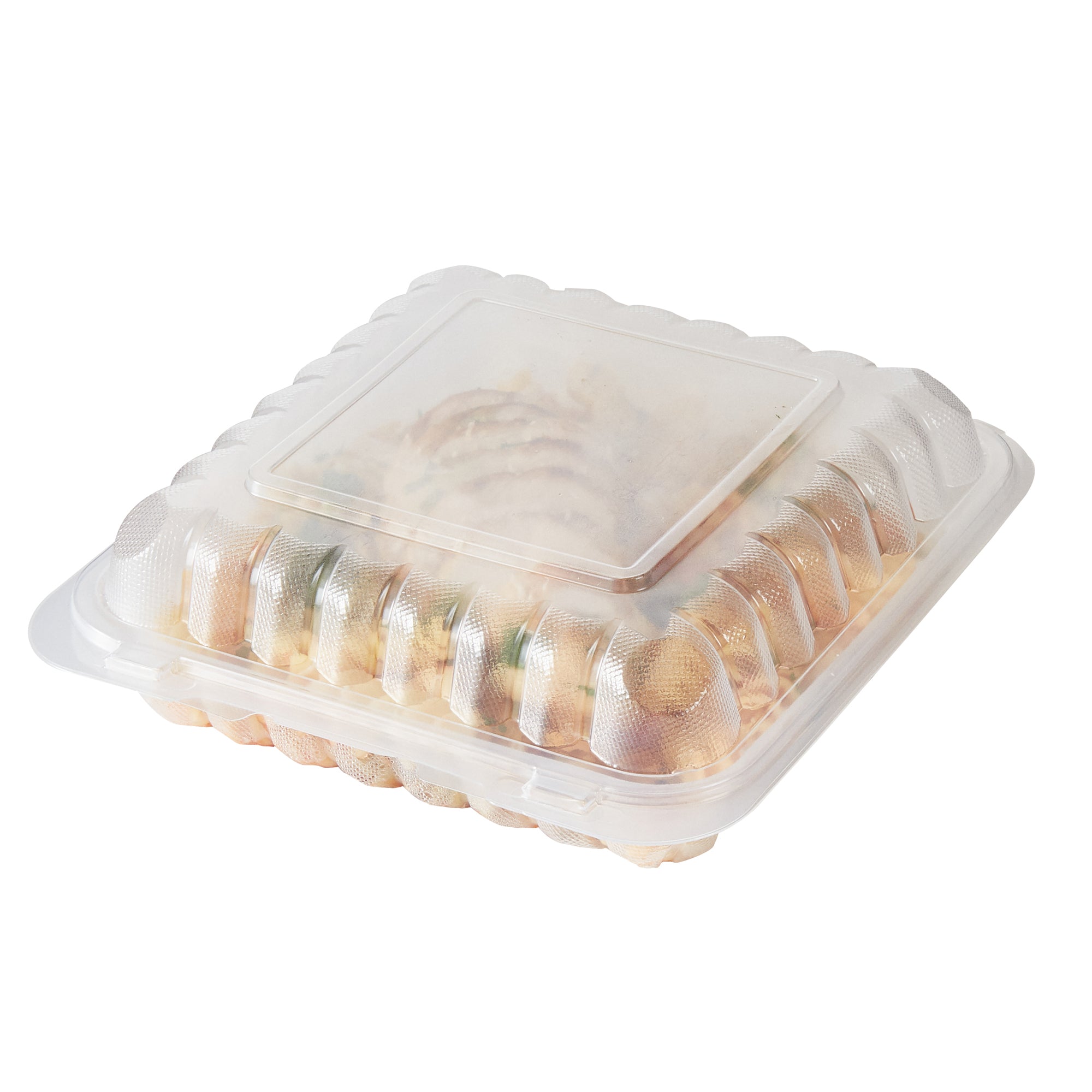 RW Base 40 oz Square Clear Plastic Clamshell Container - Microwavable - 9" x 9" x 3" - 100 count box