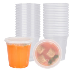 Asporto 32 oz Round Clear Plastic Soup Container - with Lid, Microwavable - 5