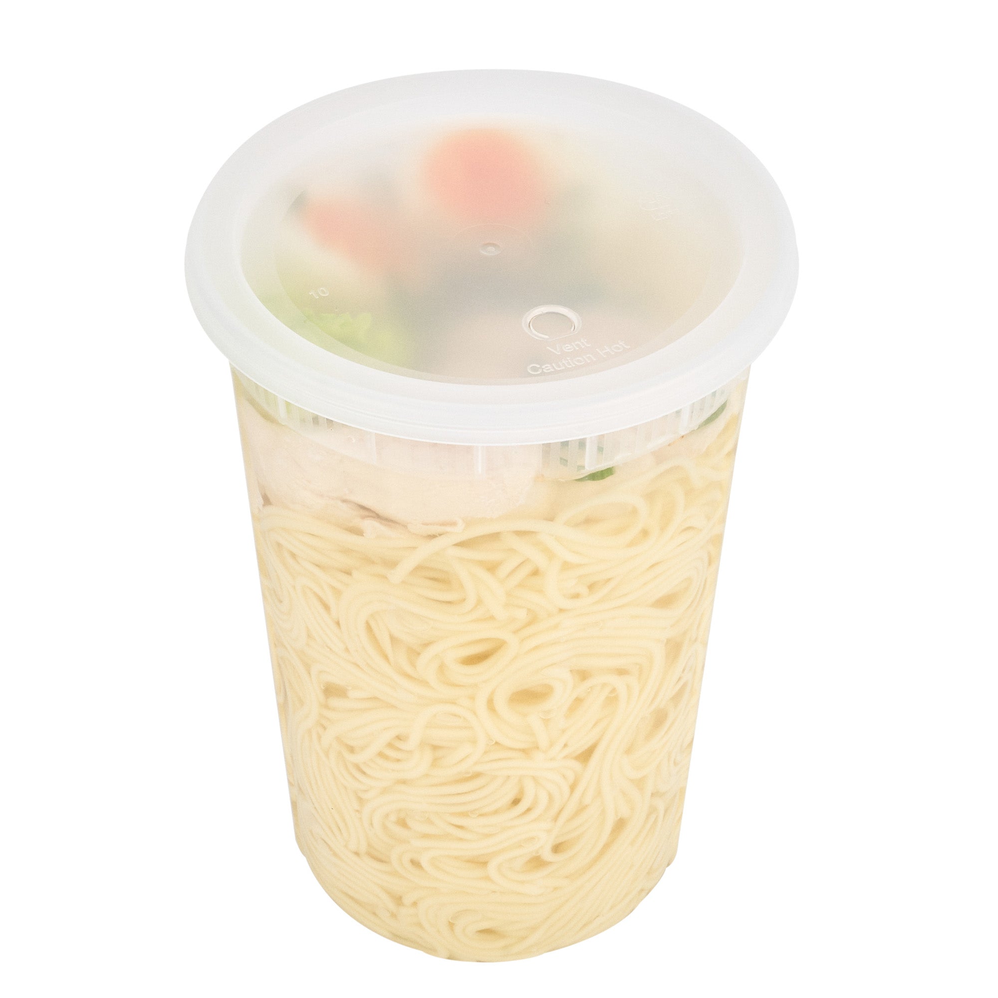 Asporto 48 oz Round Clear Plastic Soup Container - with Lid, Microwavable - 5" x 5" x 7" - 100 count box