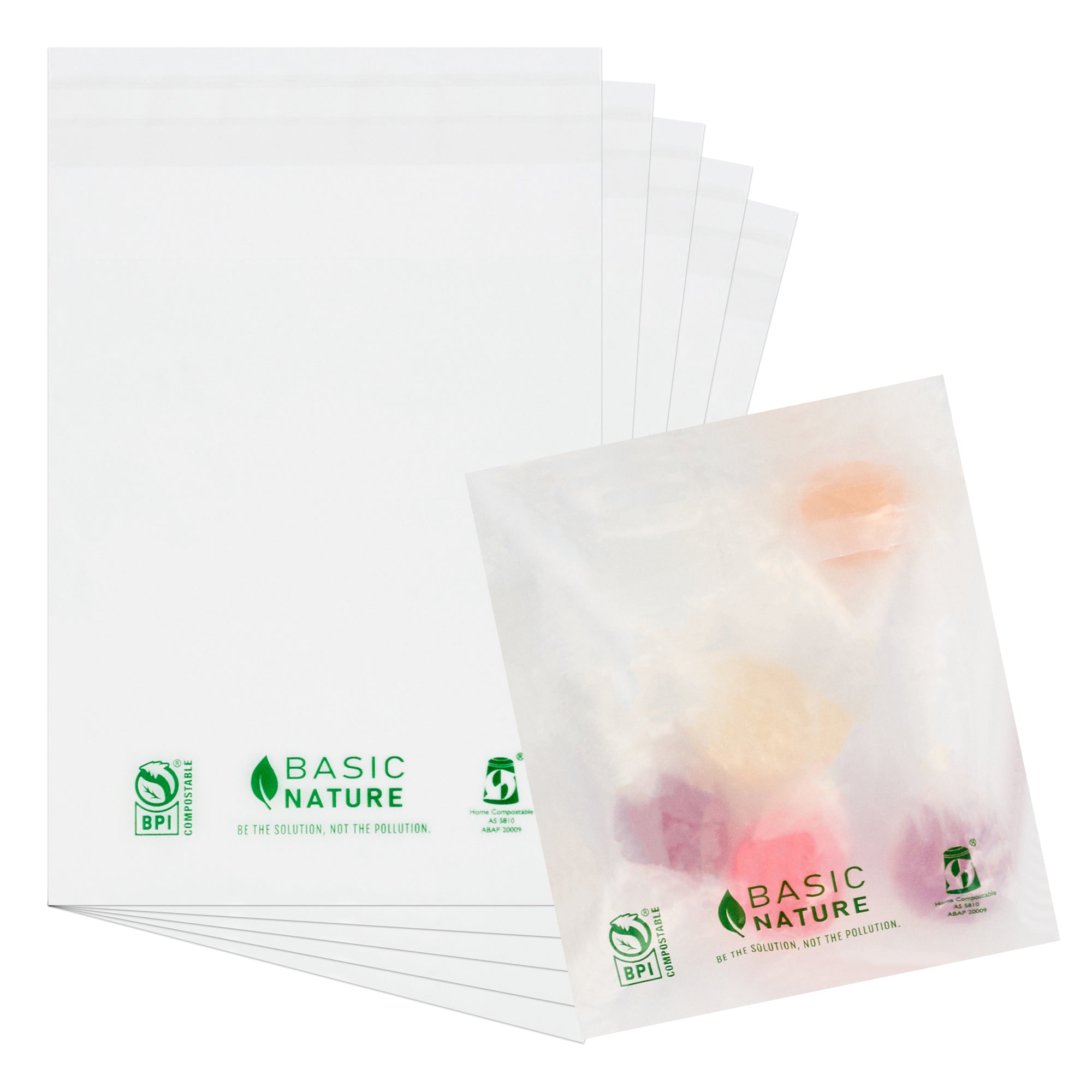 Basic Nature Translucent PLA Plastic / PBAT Lip and Tape Bag - Self-Sealing, Compostable - 4 3/4" x 4" - 100 count box