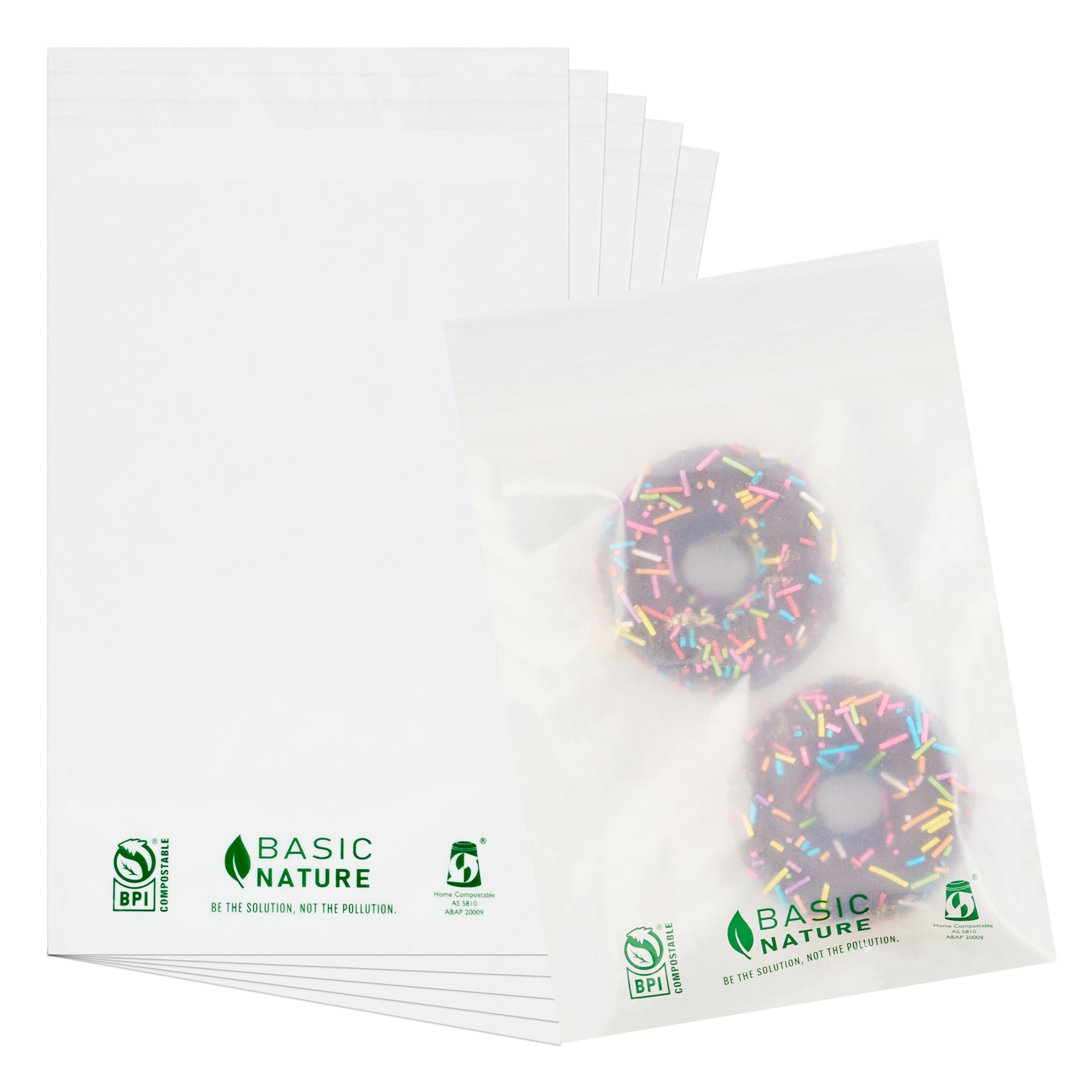 Basic Nature Translucent PLA Plastic / PBAT Lip and Tape Bag - Self-Sealing, Compostable - 9" x 6" - 100 count box