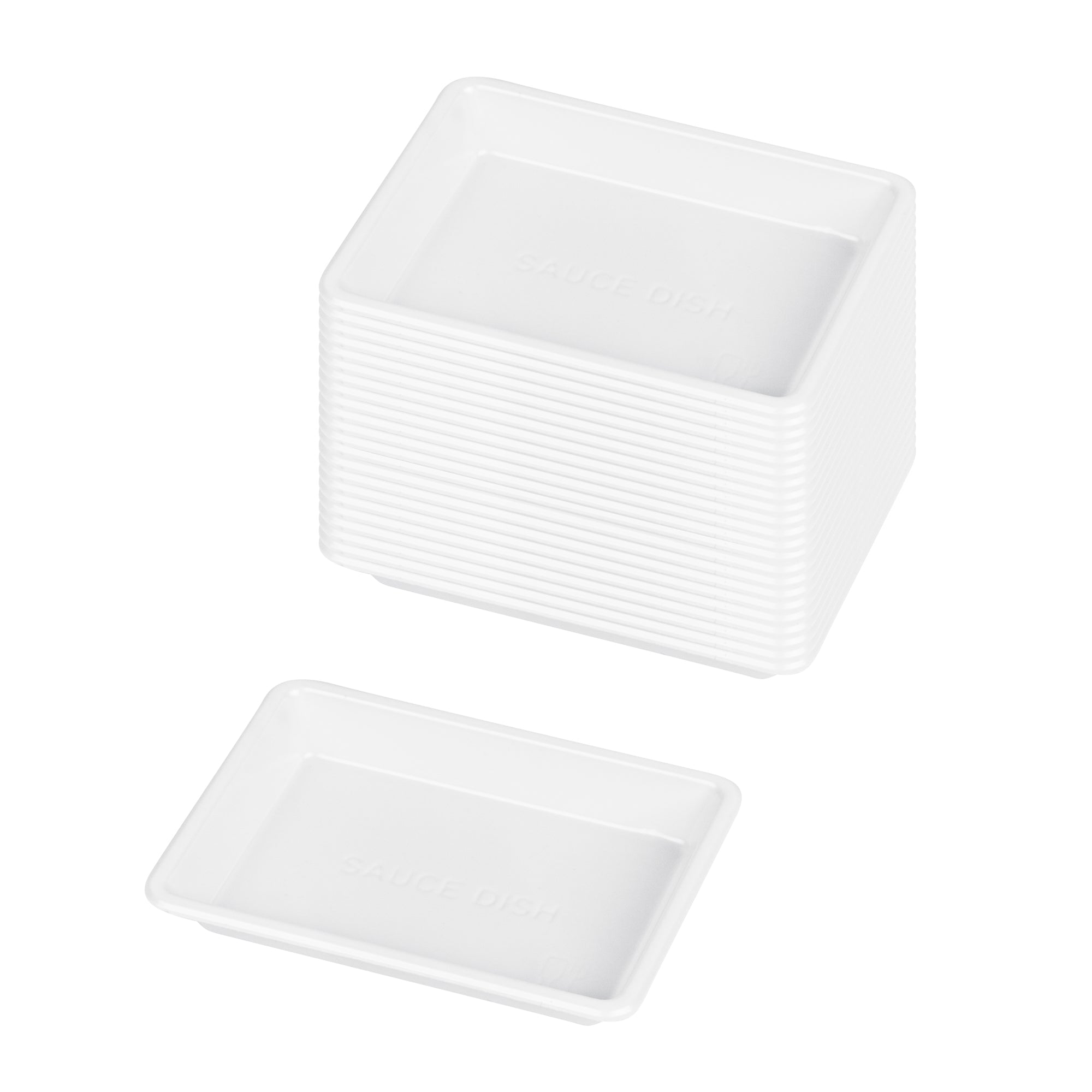 Bento Tek 1 oz Rectangle White Plastic Sauce Dish - 3" x 2 1/4" - 1000 count box