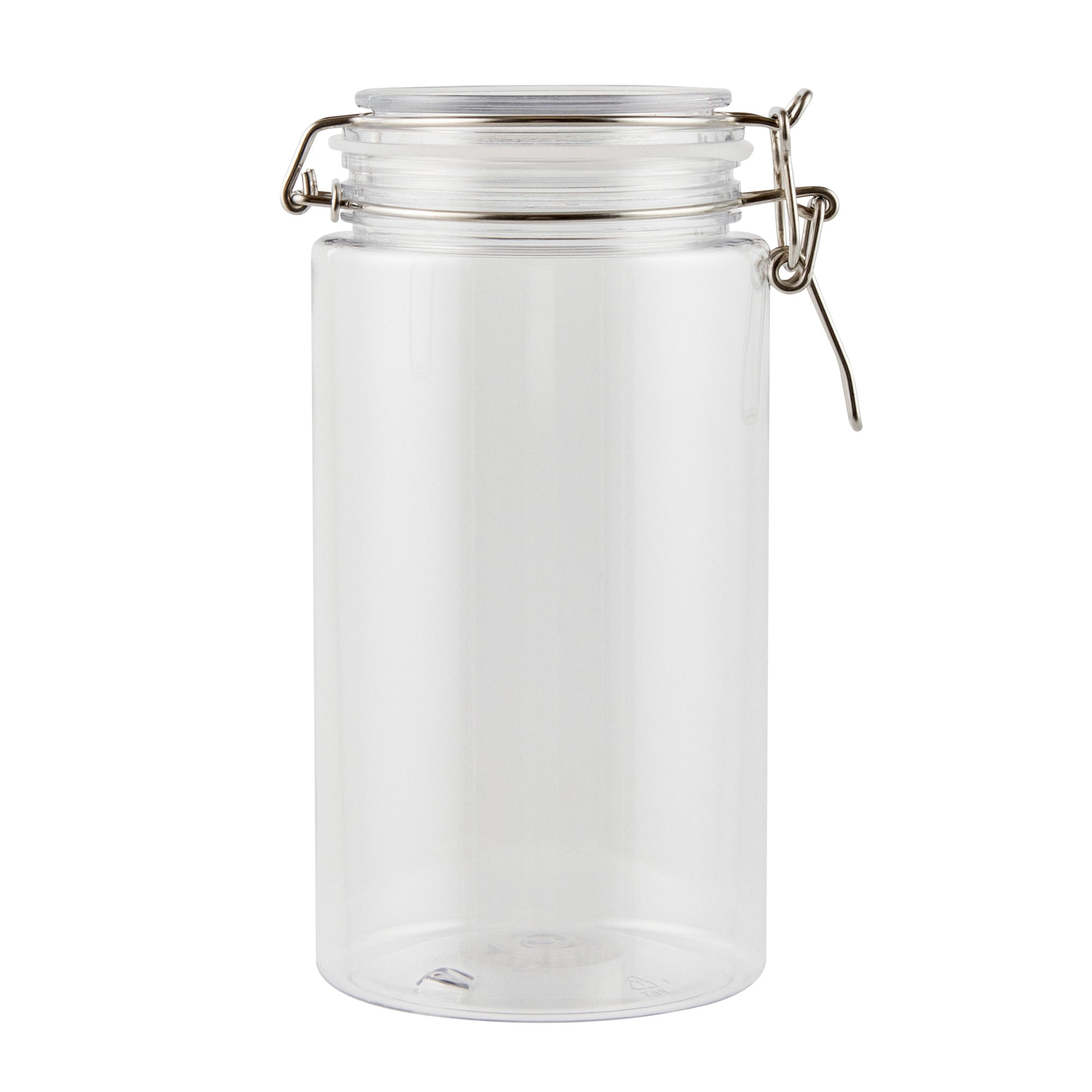 Met Lux 51 oz Round Clear Plastic Storage Jar - with Hinged Lid - 4 1/4" x 4 1/4" x 8 1/4" - 2 count box