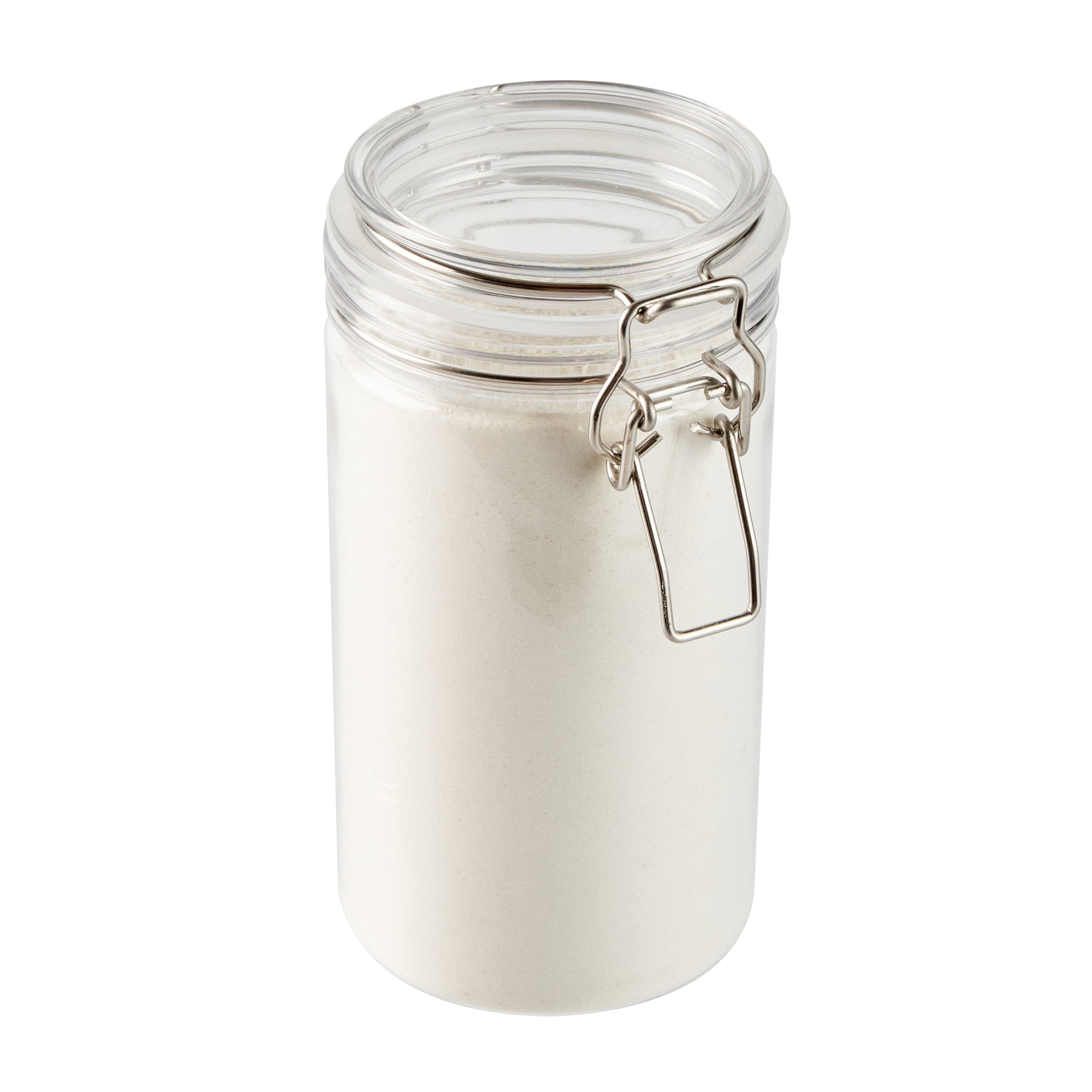 Met Lux 32 oz Round Clear Plastic Storage Jar - with Hinged Lid - 3 3/4" x 3 3/4" x 7 1/4" - 2 count box