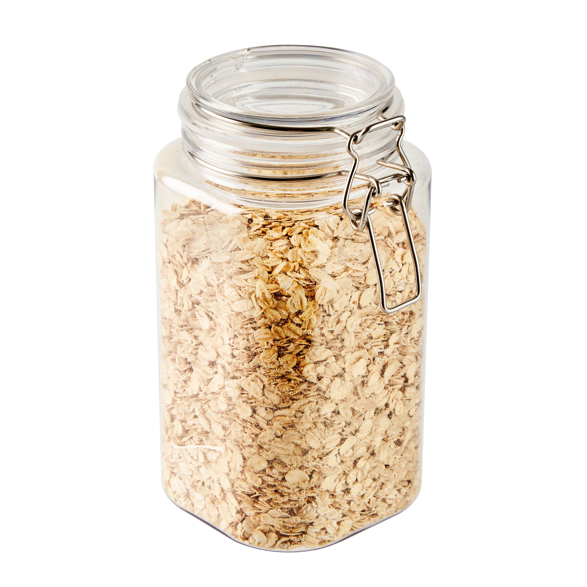 Met Lux 53 oz Round Clear Plastic Storage Jar - with Hinged Lid - 4 1/4" x 4 1/4" x 7 3/4" - 2 count box