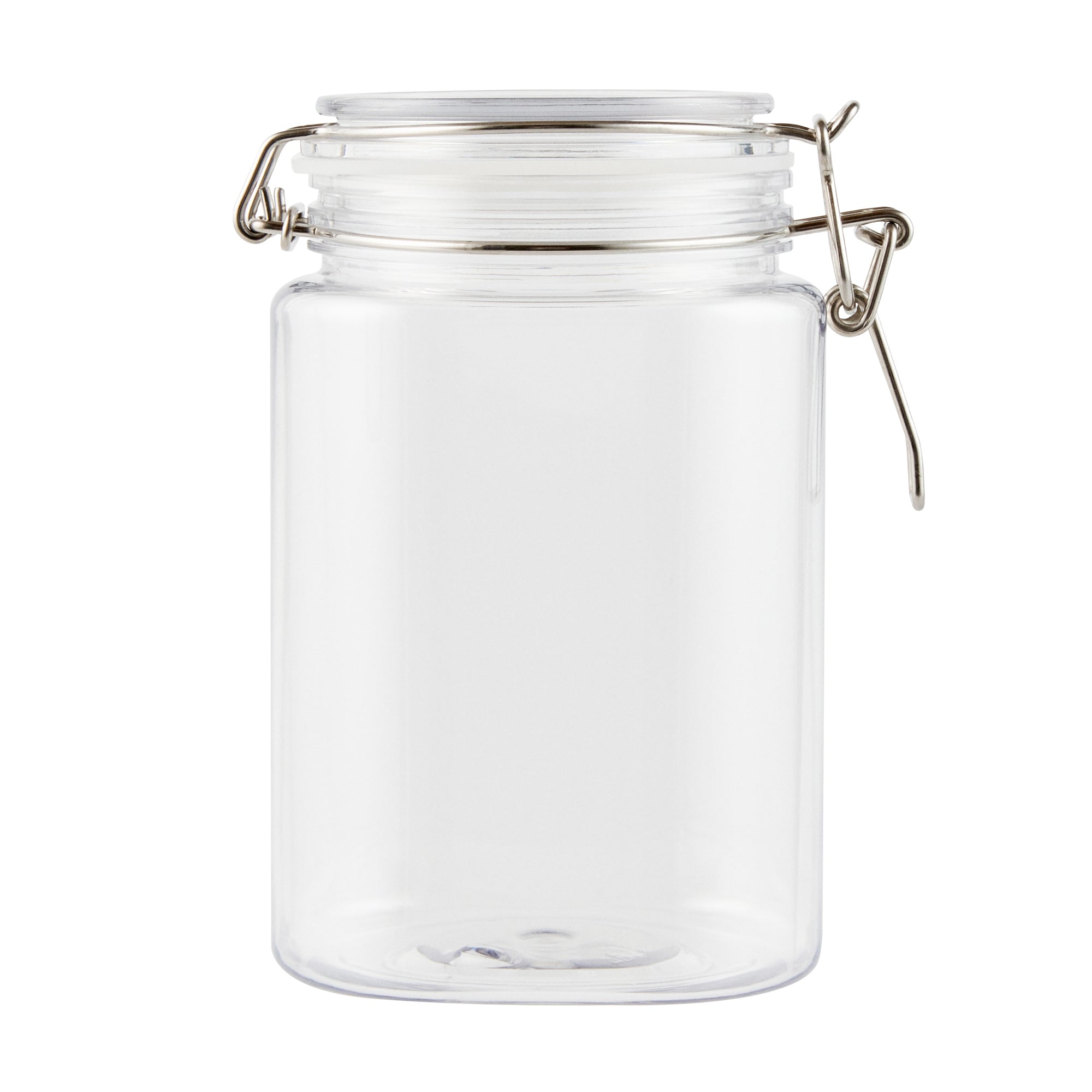 Met Lux 43 oz Square Clear Plastic Storage Jar - with Hinged Lid - 4 1/4" x 4 1/4" x 6 3/4" - 2 count box