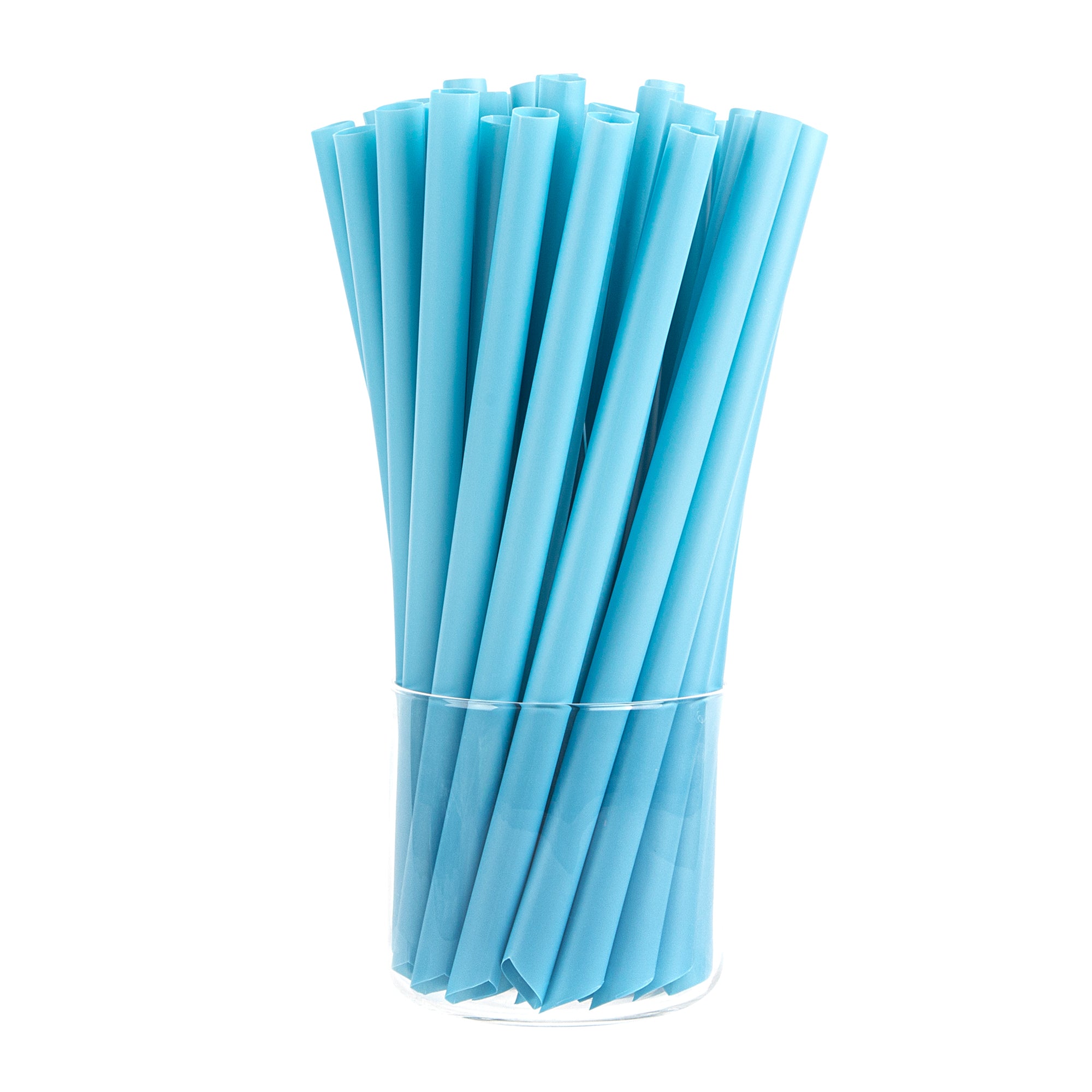 Basic Nature Blue PLA Plastic Extra Wide Boba Straw - Unwrapped, Compostable, Pointed - 9" - 1000 count box