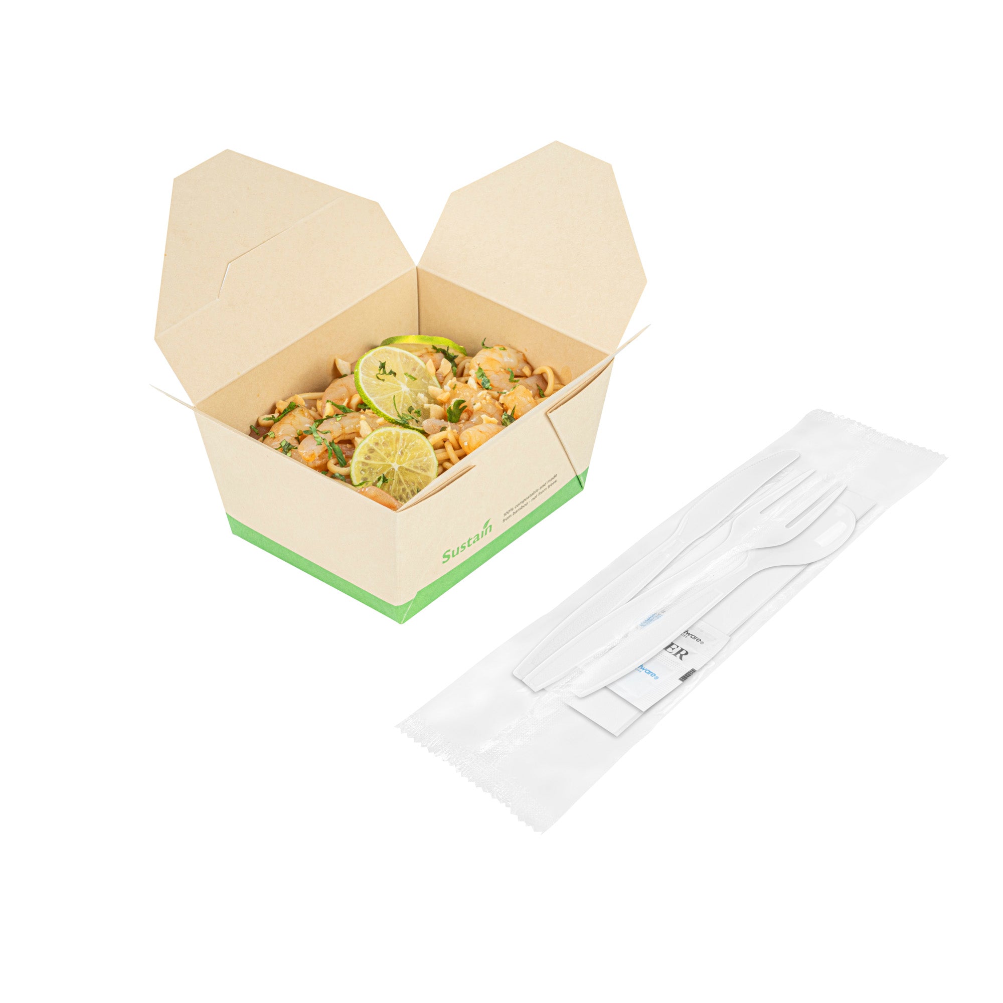 RW Base White Plastic Cutlery Set - with Napkin and Salt / Pepper Packets, Extra Heavy Weight, Wrapped - 7 1/2" - 500 count box