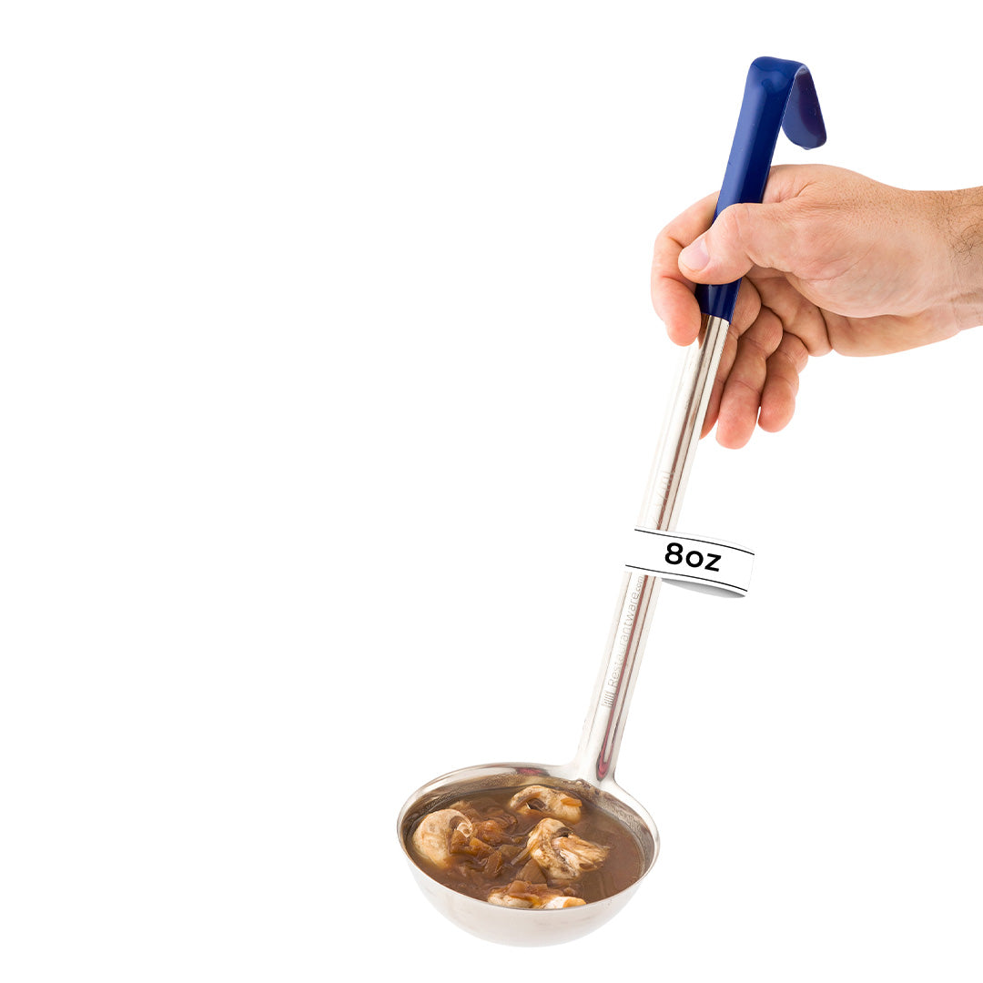 Met Lux 8 oz Stainless Steel Serving Ladle - with Blue Handle - 15" - 1 count box