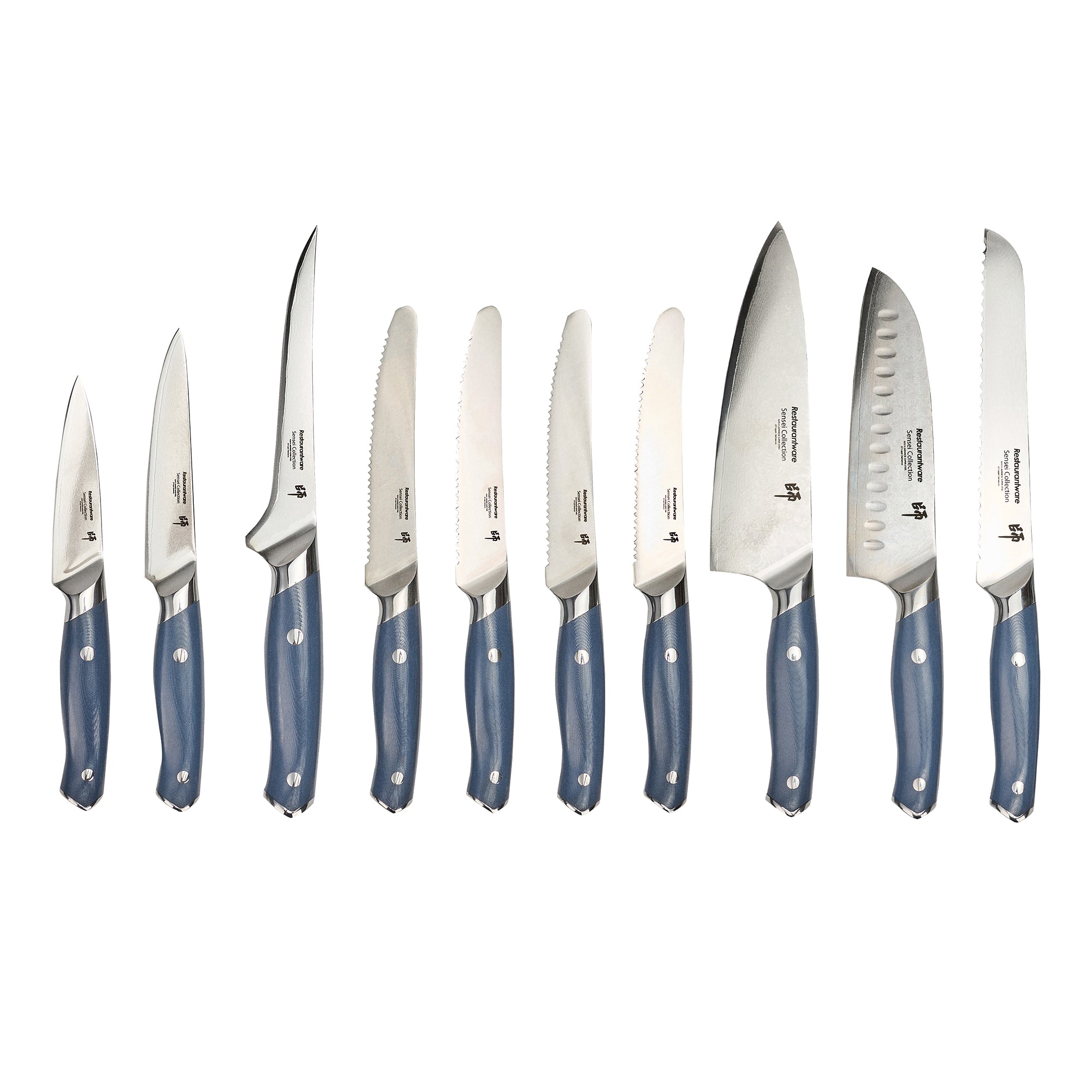 Sensei Blue Damascus Steel 10-Piece Set Knife Set - 1 count box