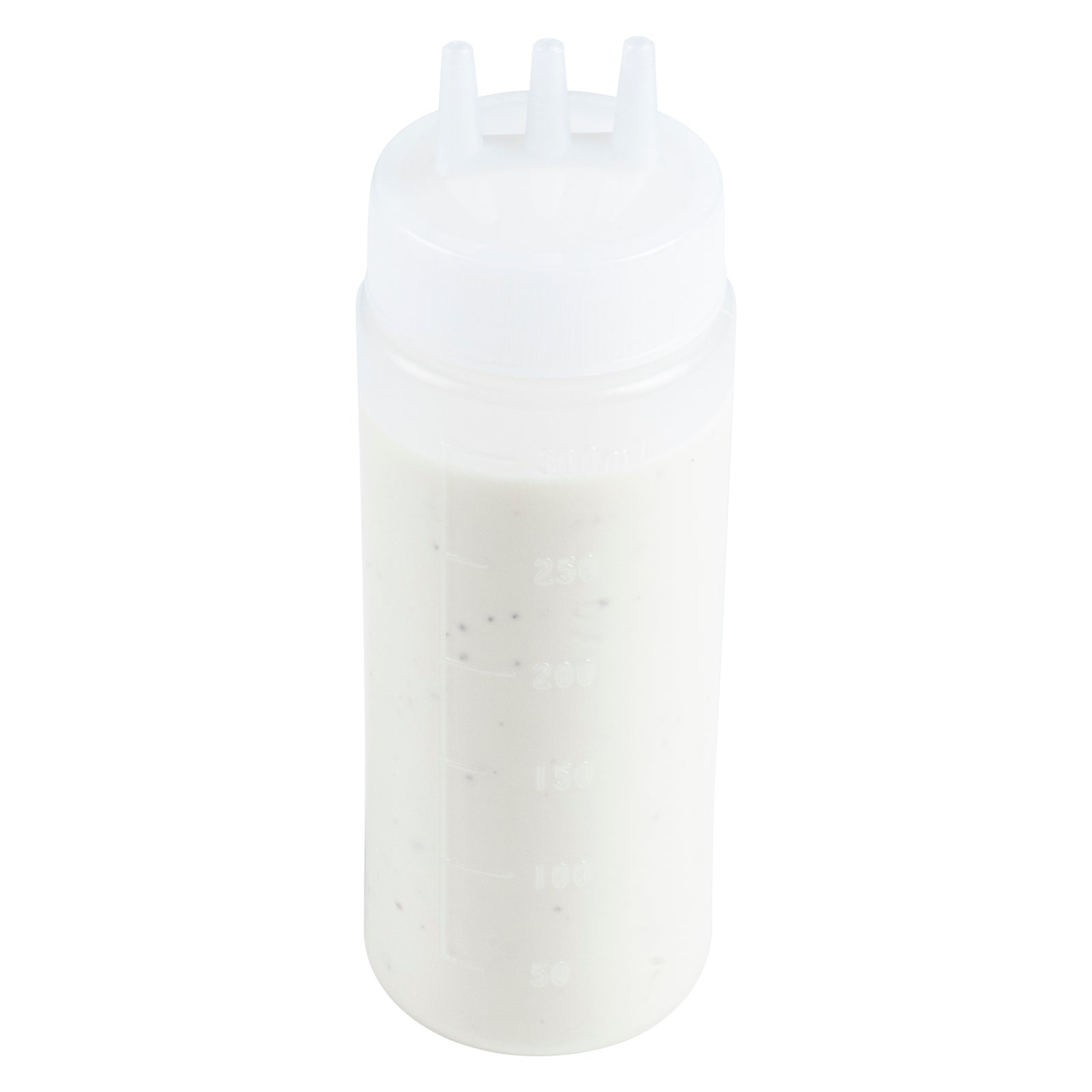 12 oz Clear Plastic All-Purpose Squeeze Bottle - with Triple Dispersion Tip - 2 1/4" x 2 1/4" x 6 3/4" - 6 count box