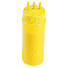 12 oz Yellow Plastic Mustard Squeeze Bottle - with Triple Dispersion Tip - 2 1/4