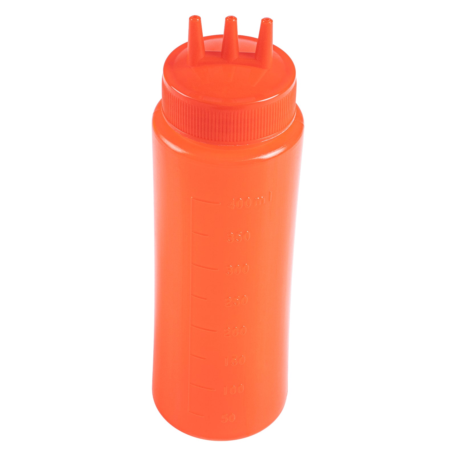 16 oz Red Plastic Ketchup Squeeze Bottle - with Triple Dispersion Tip - 2 1/2" x 2 1/2" x 7 3/4" - 6 count box