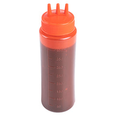 16 oz Red Plastic Ketchup Squeeze Bottle - with Triple Dispersion Tip - 2 1/2