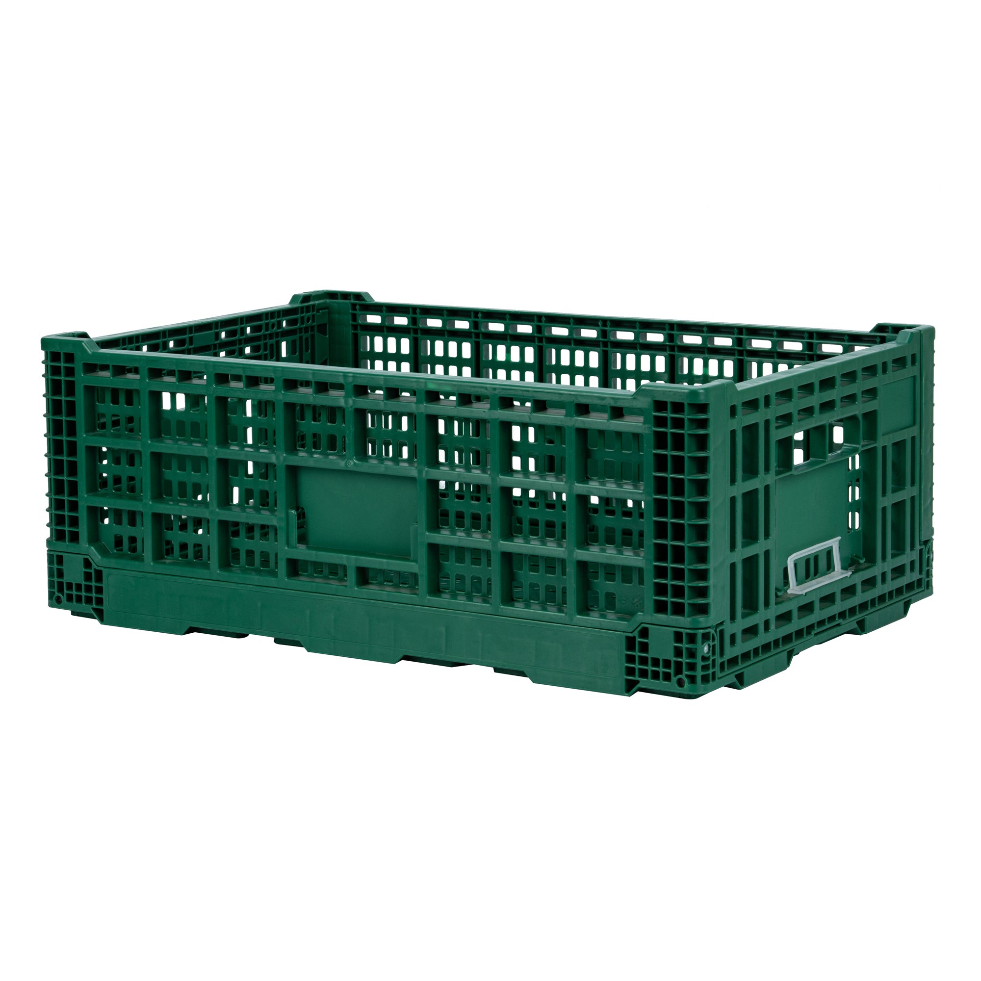 Cater Tek Rectangle Green Plastic 36L Collapsible Milk Crate - Stackable - 23 1/2" x 15 3/4" x 8 1/2" - 1 count box