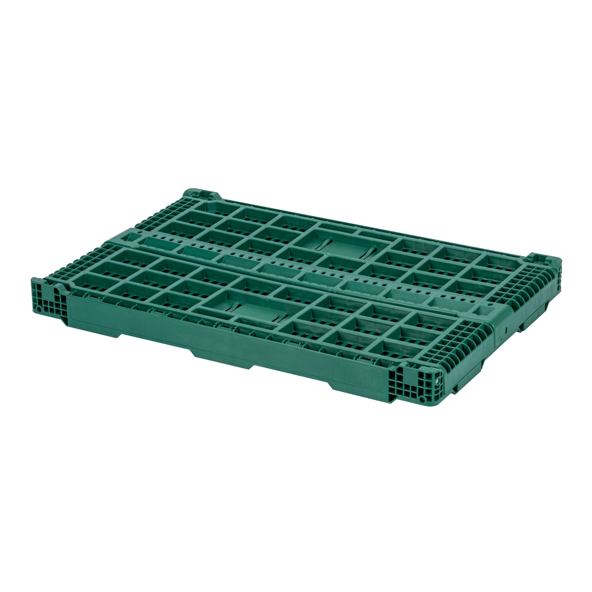 Cater Tek Rectangle Green Plastic 43L Collapsible Milk Crate - Stackable - 23 1/2" x 15 3/4" x 10 1/4" - 1 count box