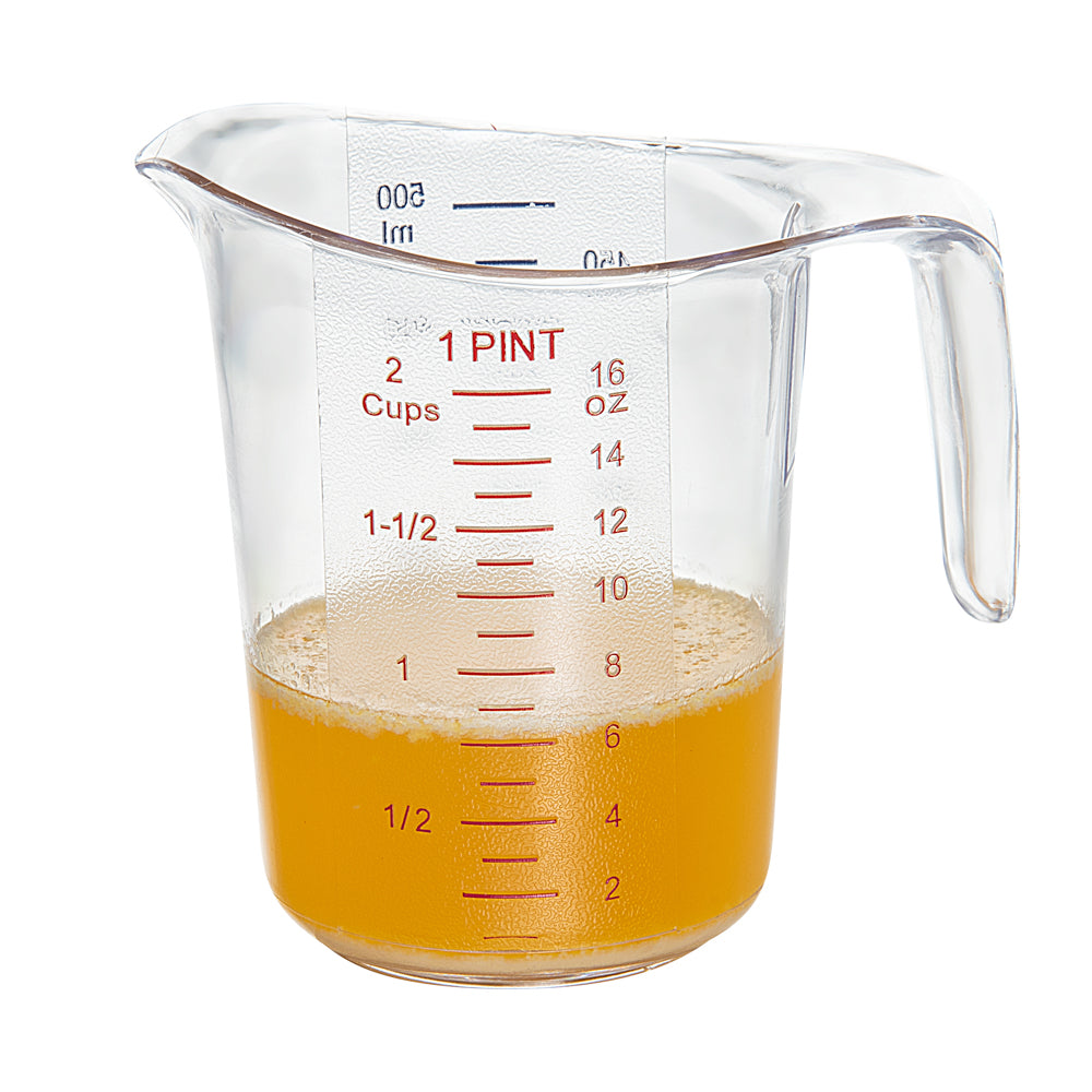 RW Base 1 pt Clear Plastic Measuring Cup - 5 1/4" x 3 3/4" x 5" - 1 count box