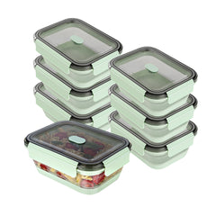 Fresh Hero 40 oz Green Plastic Airtight Food Storage Container - with Vented Lid, Collapsible - 8 1/4