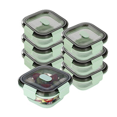 Fresh Hero 17 oz Green Plastic Airtight Food Storage Container - with Vented Lid, Collapsible - 5 1/2