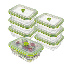 Fresh Hero 32 oz Green Silicone Airtight Food Storage Container - with Vented Lid, Collapsible - 7 3/4