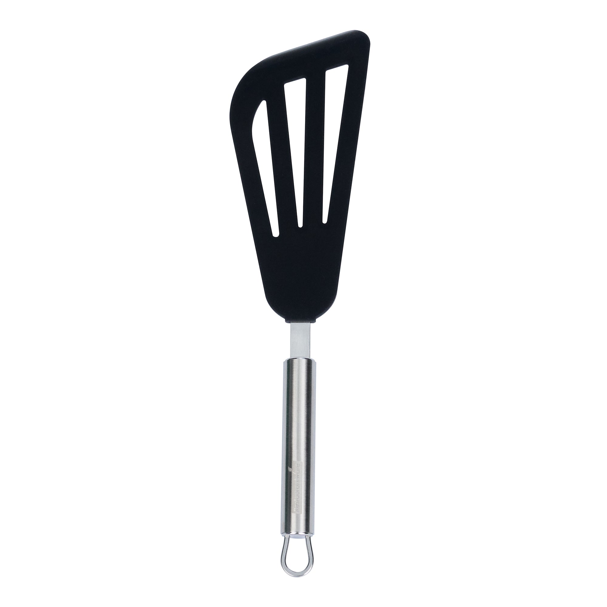 German Standard Black Silicone Fish / Egg Turner / Spatula - with Stainless Steel Handle - 12 3/4'' - 1 count box