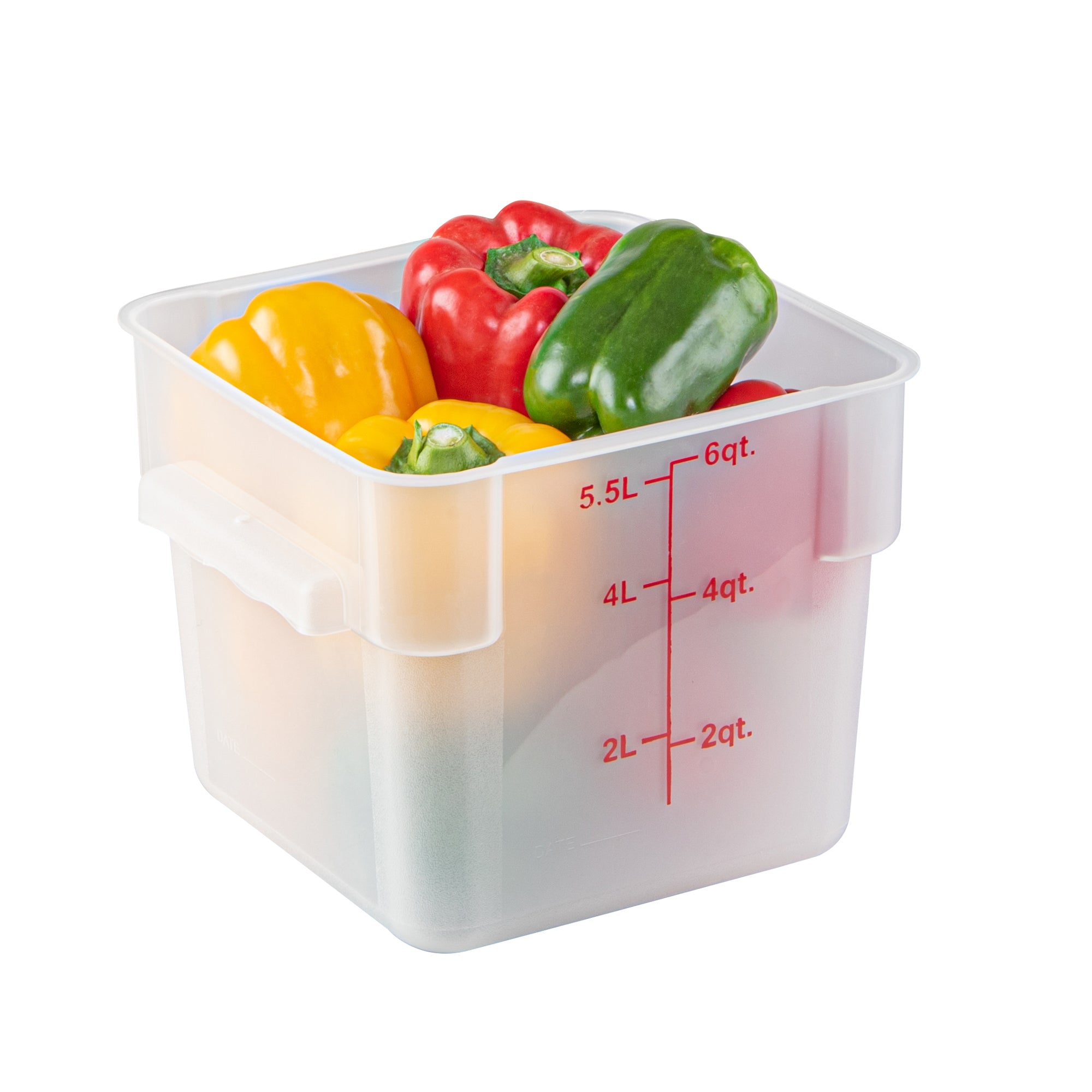 Met Lux 6 qt Square Translucent Plastic Food Storage Container - with Red Volume Markers - 9" x 9" x 7 1/2" - 1 count box