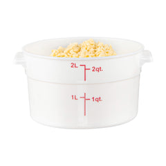 Met Lux 2 qt Round White Plastic Food Storage Container - with Red Volume Markers - 7 1/4