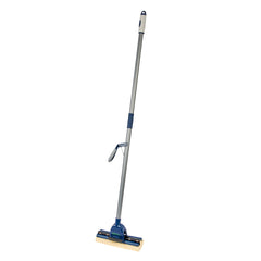 Clean Tek Professional Blue Cellulose Sponge Mop - with Handle, Scouring Pad Attachment - 10 1/4