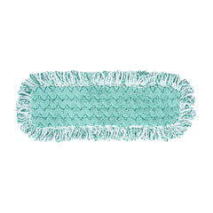 Clean Tek Professional Green Microfiber Fringed Dust Mop Pad - Zig Zag - 22