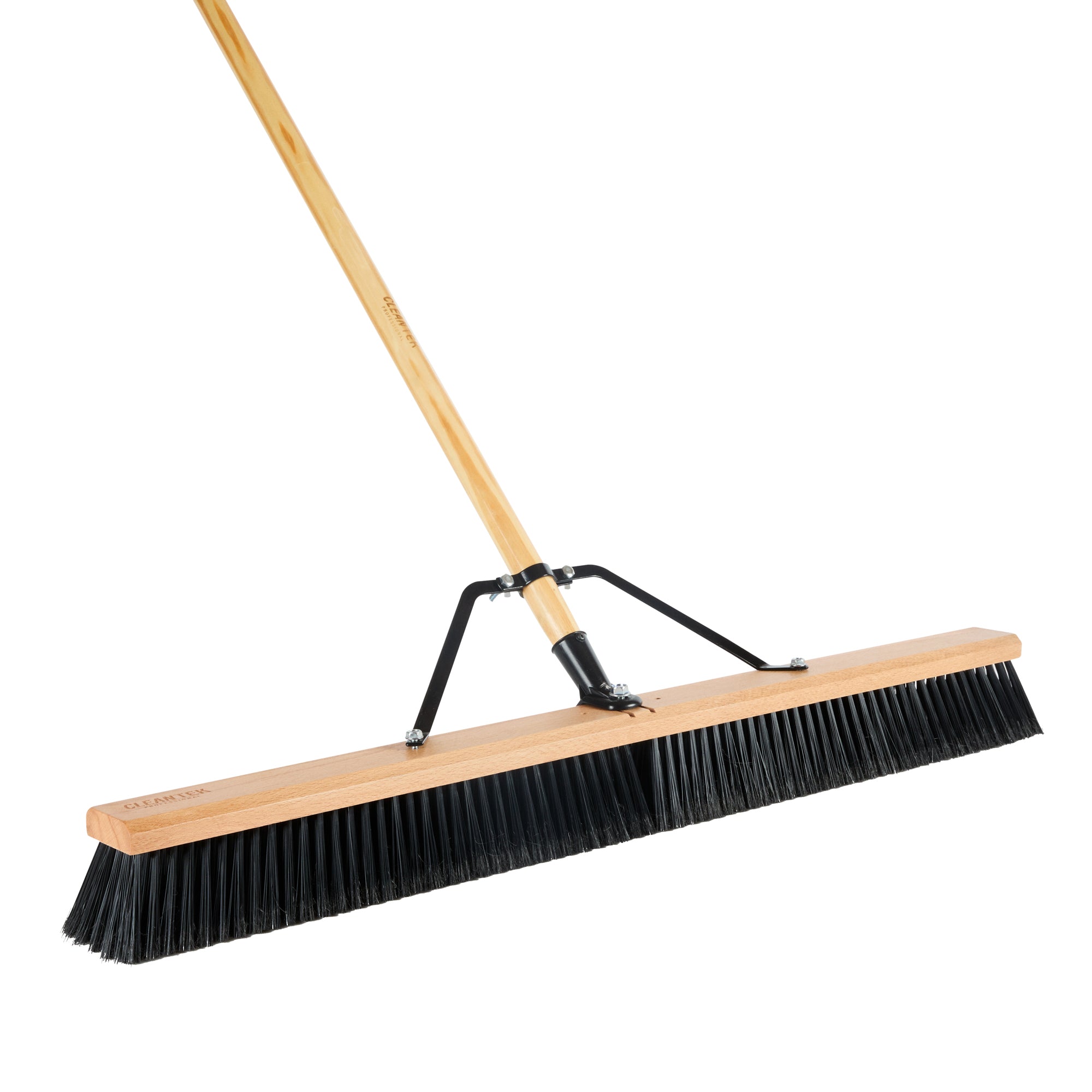 Clean Tek Professional 36" Contractor / Push Broom - with Fine Flagged Bristles, 60" Wood Handle - 1 count box