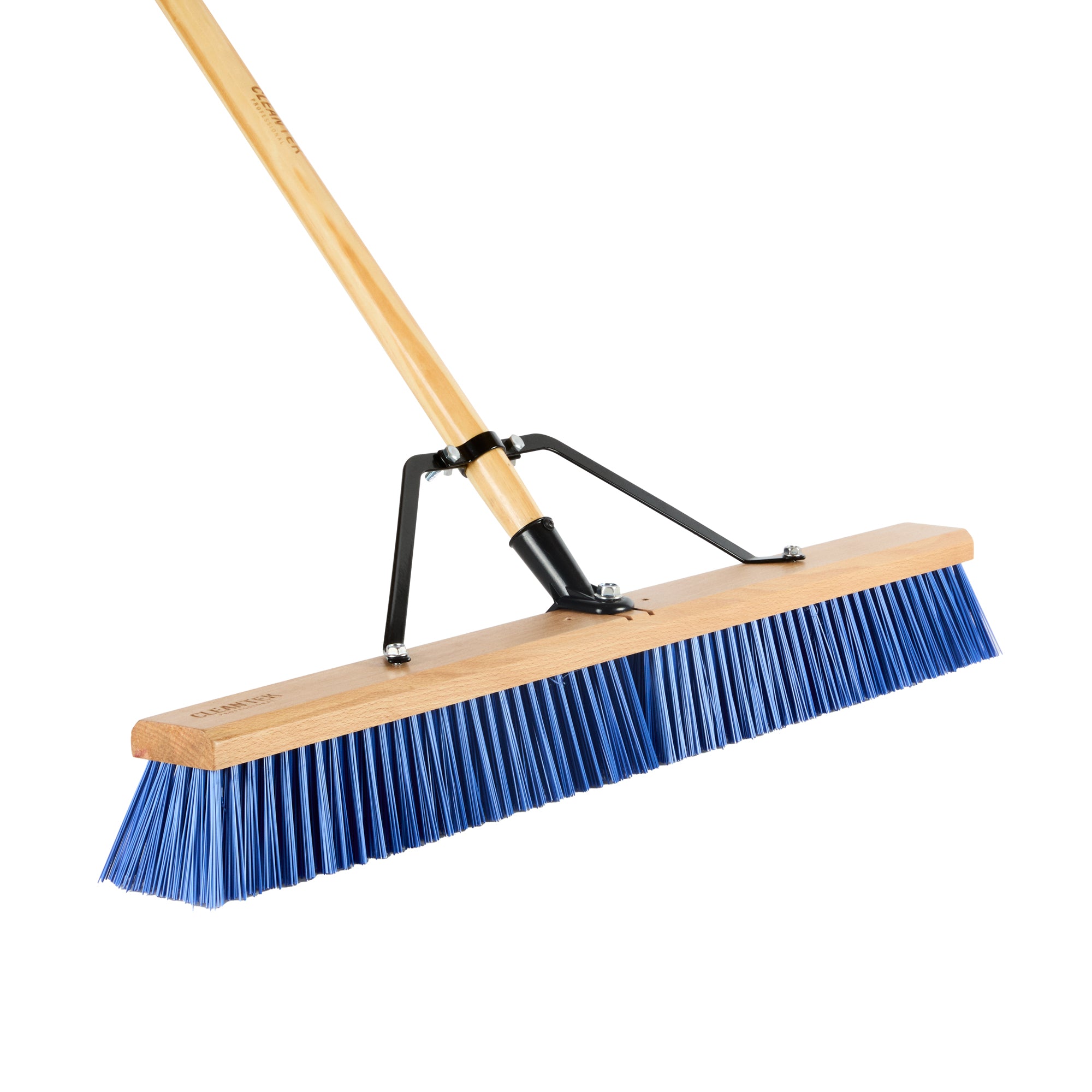 Clean Tek Professional 30" Contractor / Push Broom - with Heavy Flagged Bristles, 60" Wood Handle - 1 count box