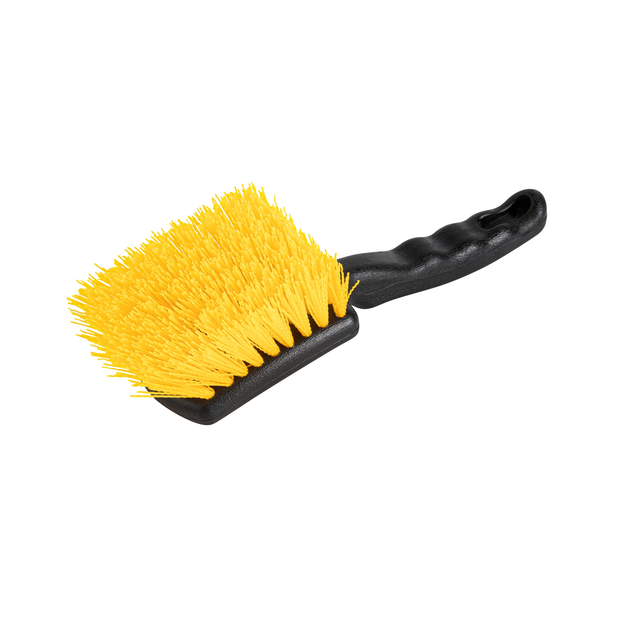 Clean Tek Professional 10 1/4" Black Plastic Utility Scrub Brush - with Yellow Bristles - 1 count box