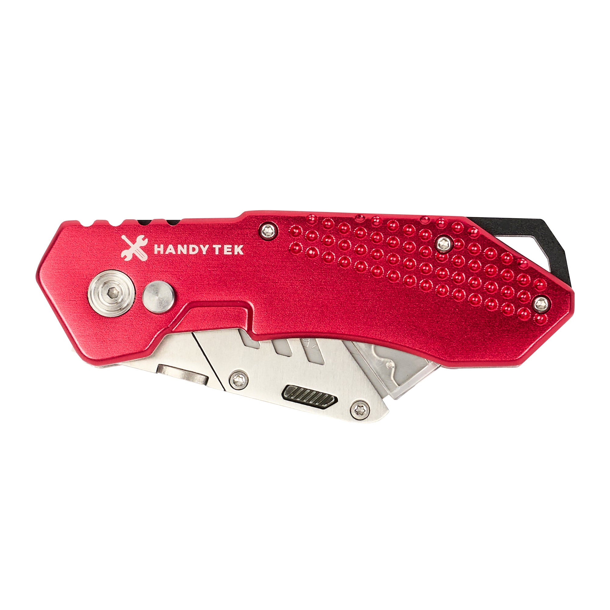 Handy Tek Red Folding Utility Knife - Quick Change, Lock Back, Heavy Duty - 6 3/4" - 6 count box